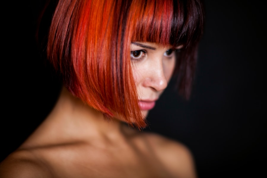 Portrait of a woman with rich copper hair