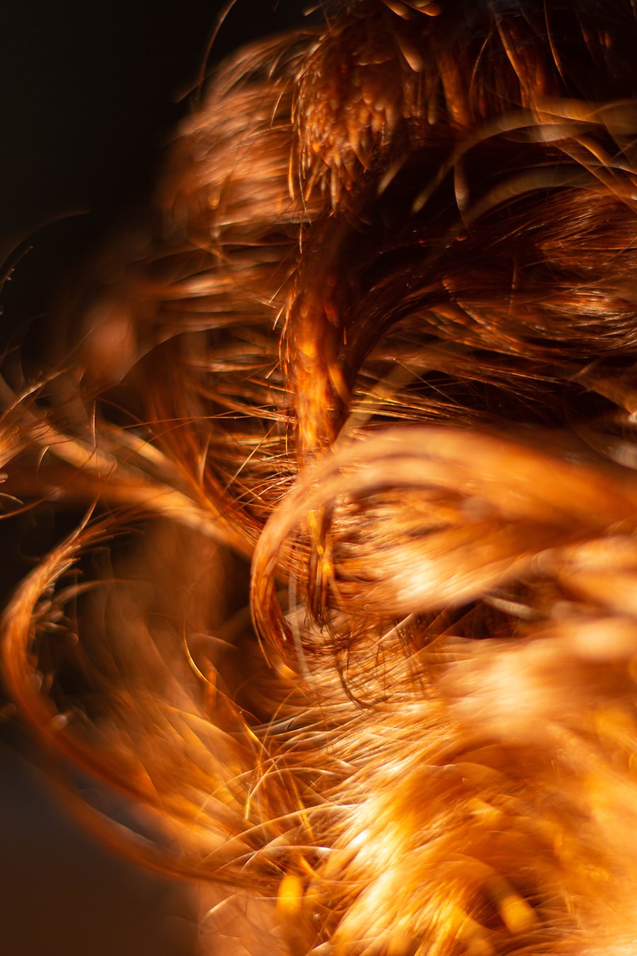 Copper hair catching golden light